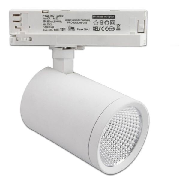 LED  Stromschienenstrahler  3-phasig,  35 Watt, 3.500 LEDlm, Lichtfarbe 4000K