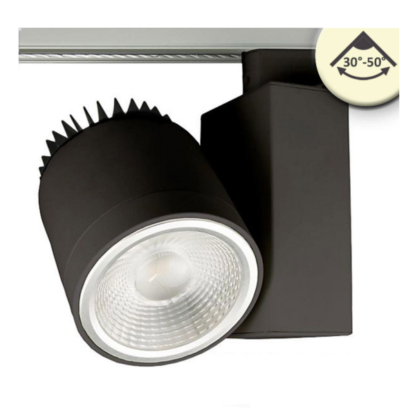 LED Stromschienenstrahler (3-phasig), 36 Watt, DALI dimmbar, Abstrahlwinkel einstellbar, 4000K, CRI Ra 92