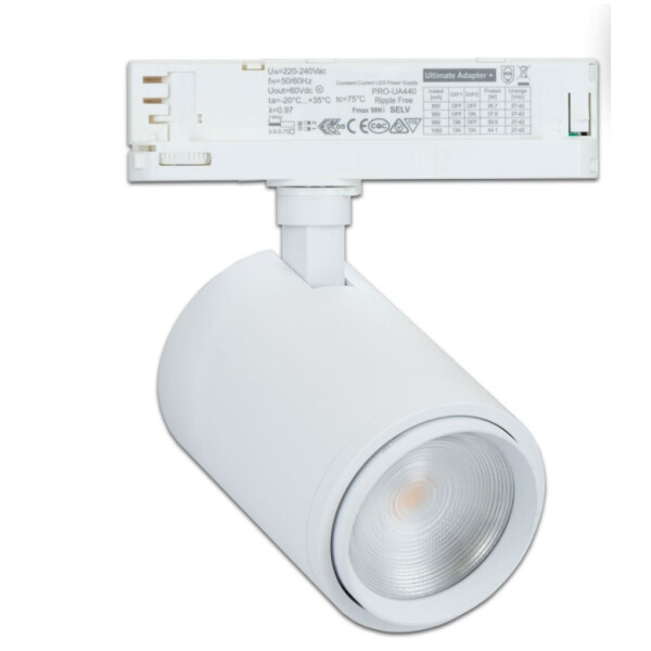 LED Stromschienenstrahler (3-phasig) weiß, 34 Watt, Abstrahlwinkel 20°-70° einstellbar, FRUIT 3000K, CRI Ra 92