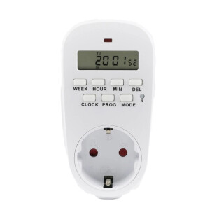 Zeitschaltuhr digital für Steckdoseneinsatz + Akku, bis zu 3.600 Watt Leistungssteuerung