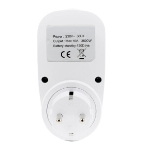 Zeitschaltuhr digital für Steckdoseneinsatz + Akku, bis zu 3.600 Watt Leistungssteuerung